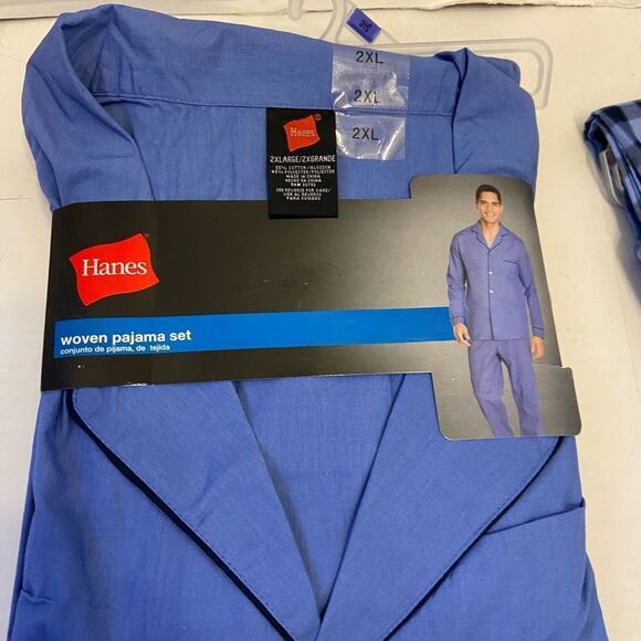 New Mens Hanes pajamas pants and shirt set Xxl blue - Picture 2 of 5
